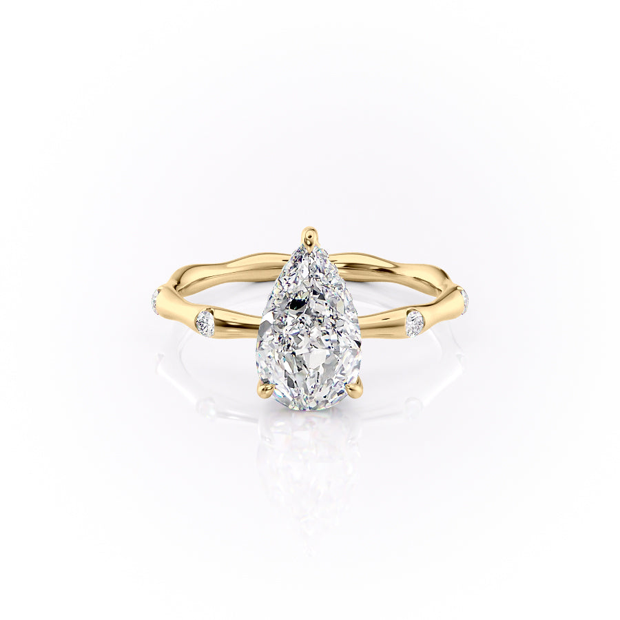 2.0CT Pear Diamond Lab Grown F/VS2 Flush Set Engagement Ring