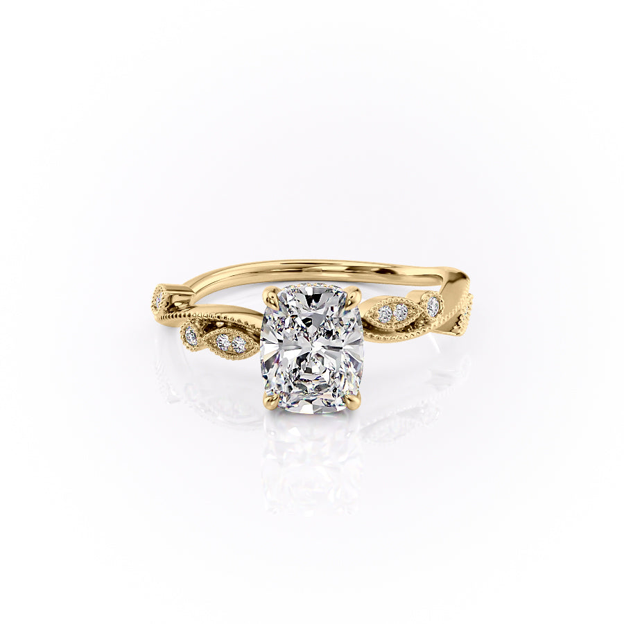 2.50CT Cushion Lab Grown E/VS2 Diamond Vintage Twig Engagement Ring