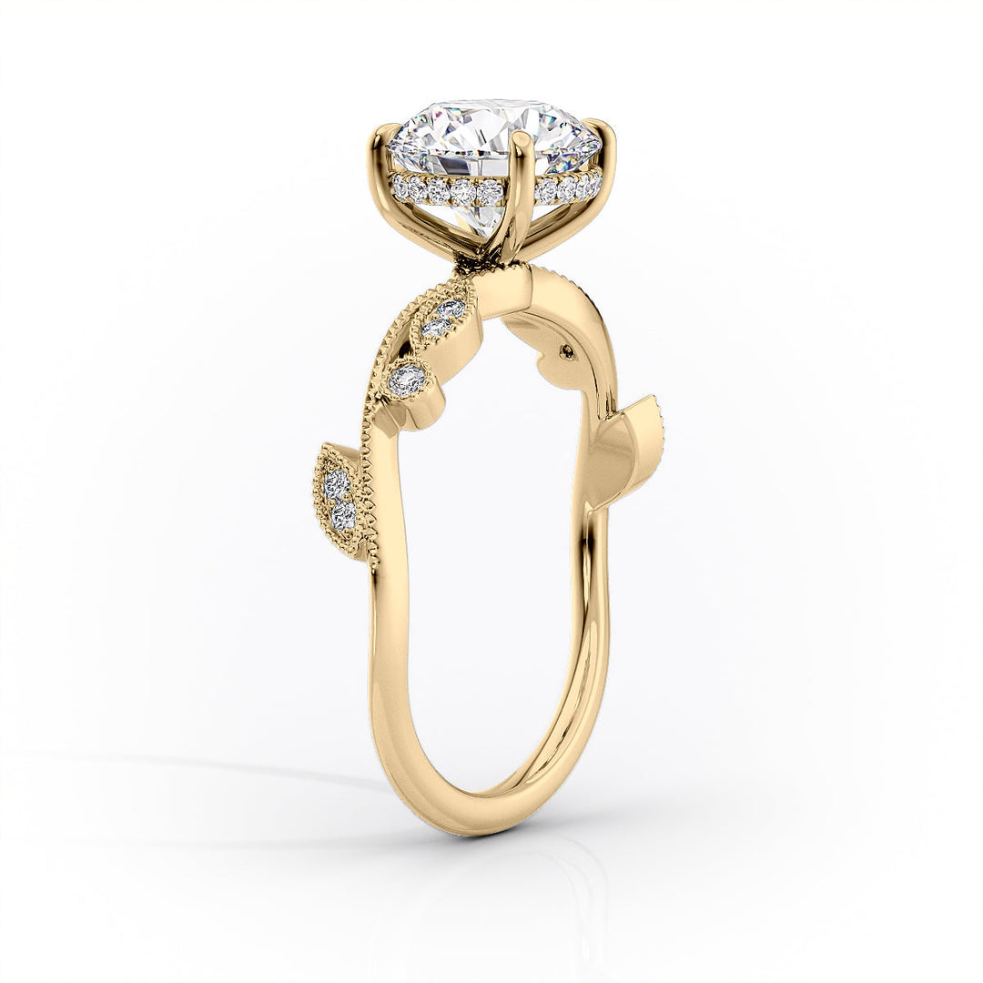 2.0CT Oval Lab Grown E/VVS1 Diamond Vintage Nature Inspired Engagement Ring