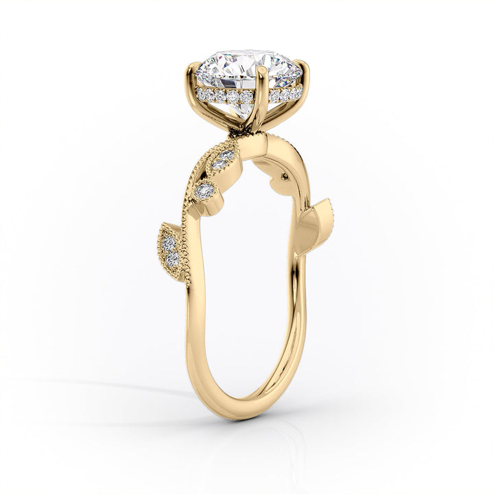 2.0CT Oval Lab Grown E/VVS1 Diamond Vintage Nature Inspired Engagement Ring