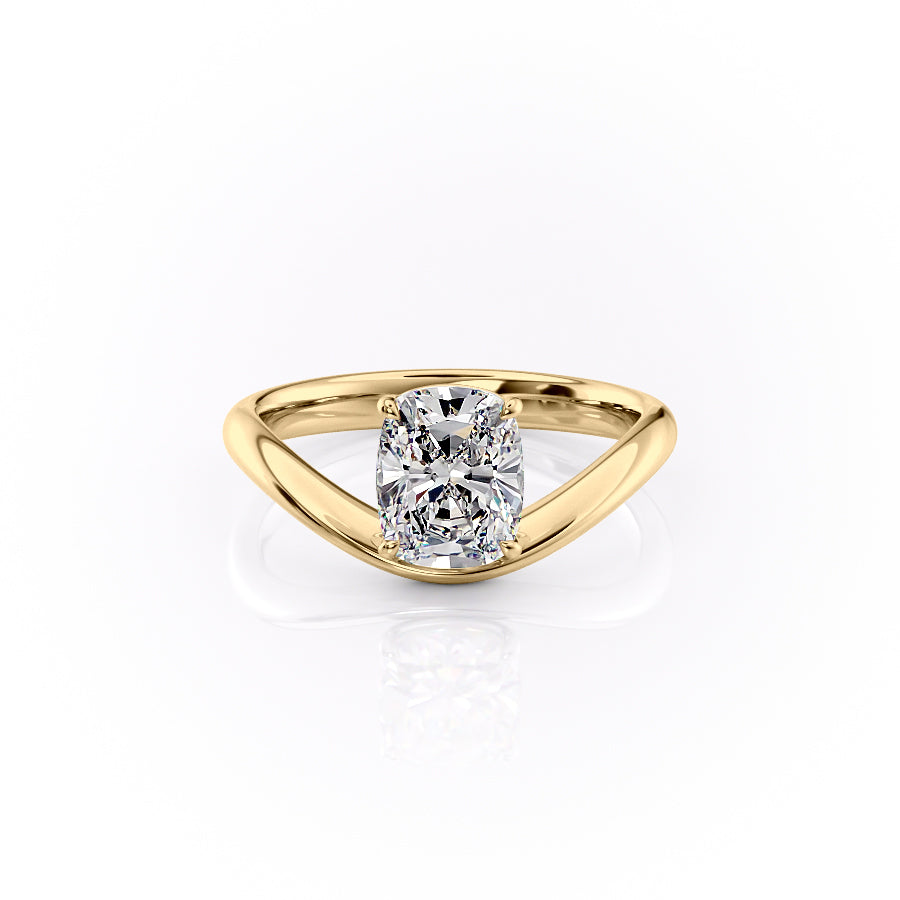 3.0CT Elongated Cushion Lab Grown F/VVS1 Diamond Wave Engagement Ring