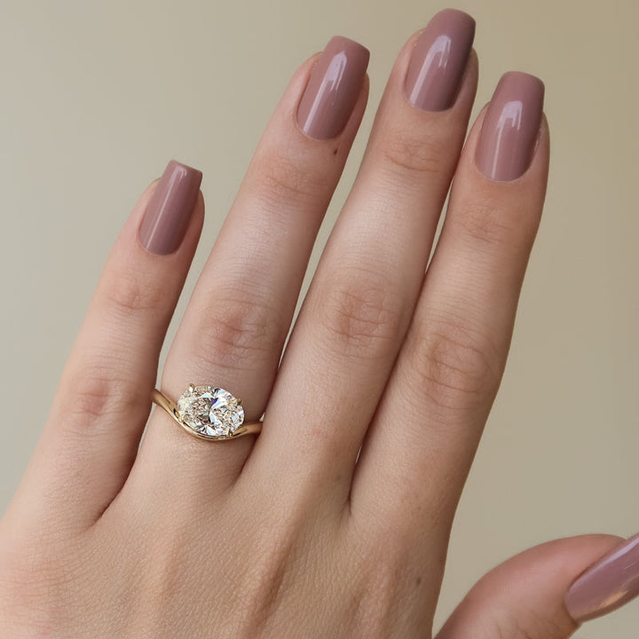 2.50CT East West Oval Lab Grown E/VS2 Diamond Wave Engagement Ring