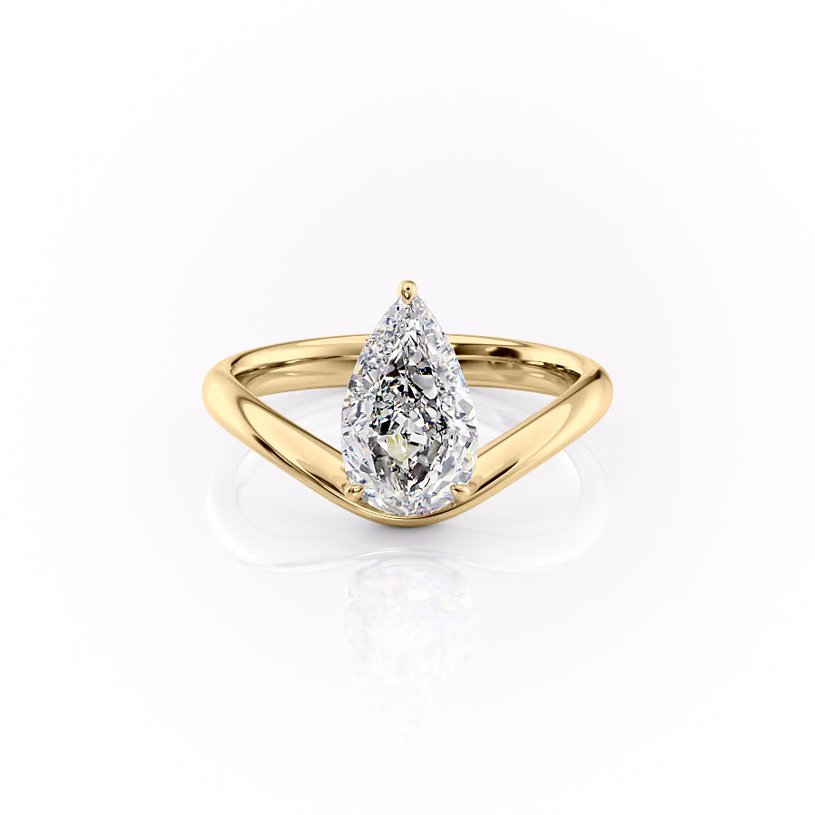 3.0CT Pear Lab Grown D/VVS1 Diamond Curved Engagement Ring