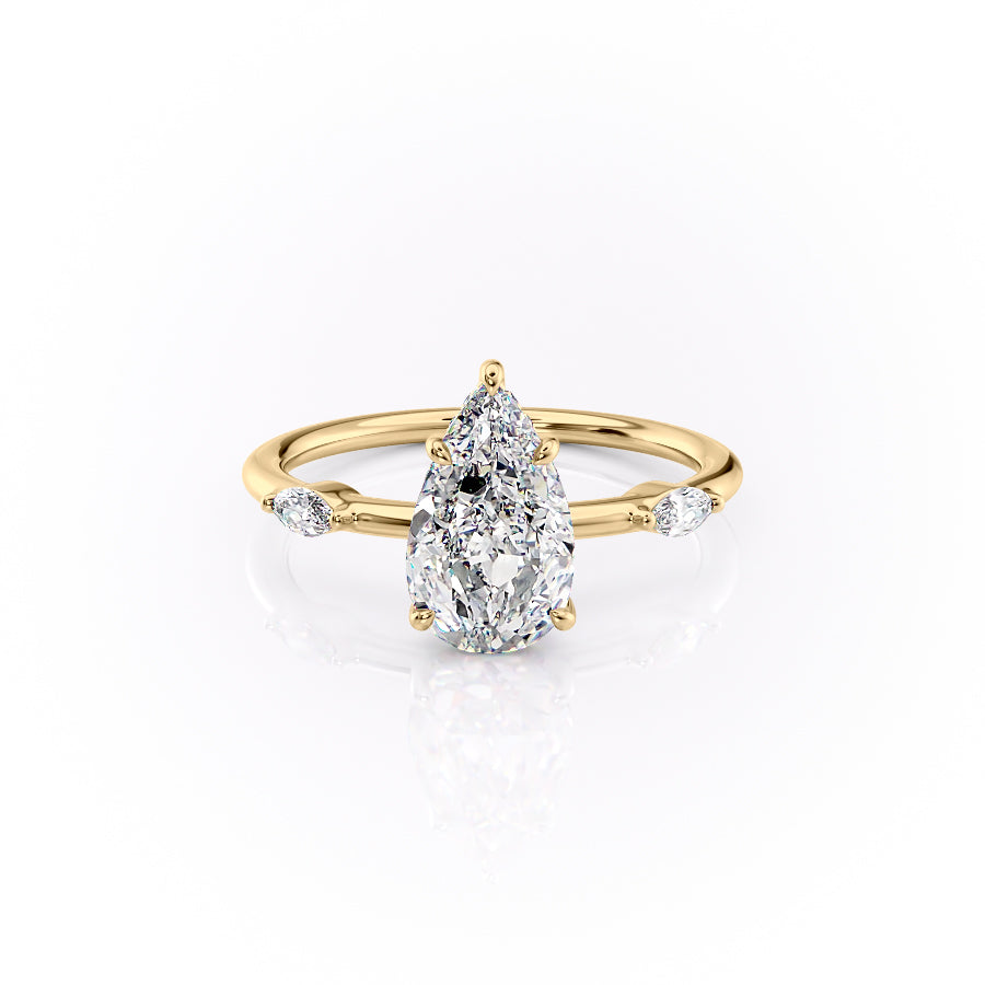 4.0CT Pear Lab Grown E/VS2 Diamond Hidden Halo Engagement Ring