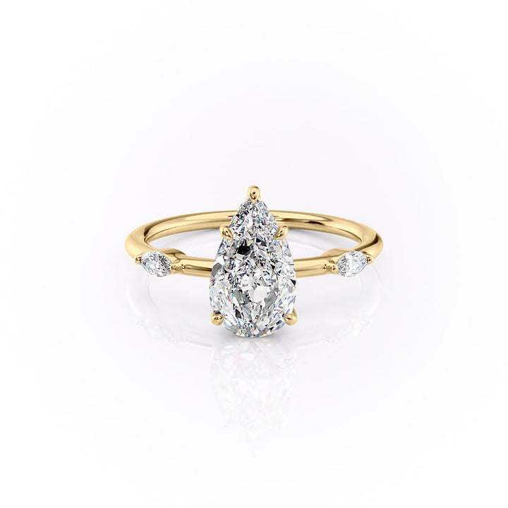 4.0CT Pear Lab Grown E/VS2 Diamond Hidden Halo Engagement Ring