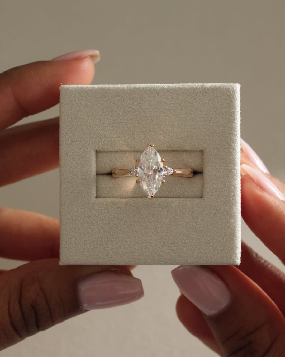 1.0ct-2.0ct Marquise Cut Lab Grown Diamond Three Stone Engagement Ring