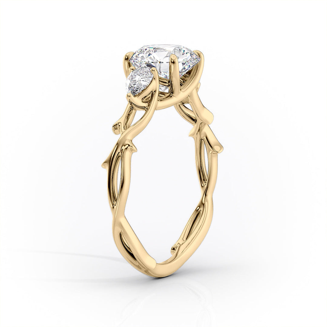 2.0CT Oval Lab Grown E/VS2 Diamond Three Stone Twig Engagement Ring