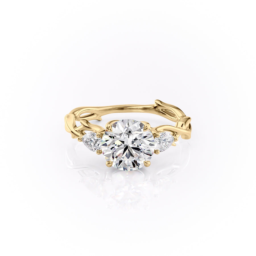 2.0CT Round Lab Grown F/VVS1 Diamond Nature Inspired Engagement Ring