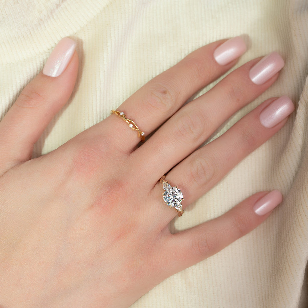 2.0CT Round Lab Grown F/VVS1 Diamond Nature Inspired Engagement Ring