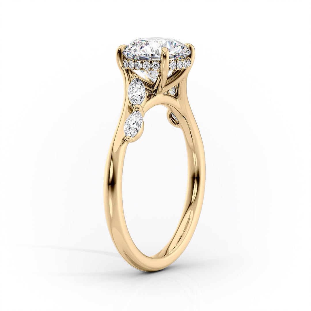4.0CT Round Lab Grown F/VS1 Hidden Halo Diamond Pave Engagement Ring