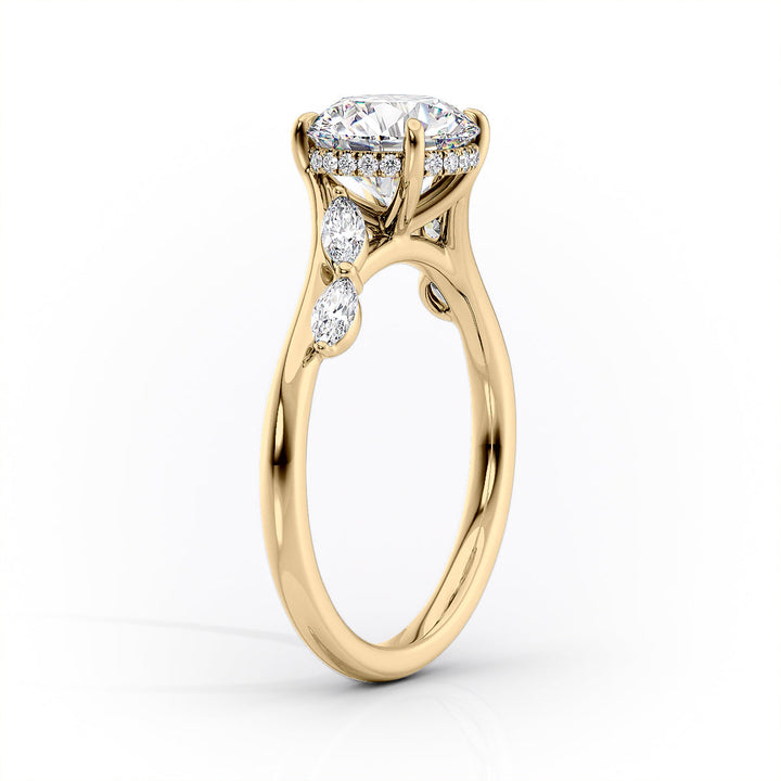 4.0CT Round Lab Grown F/VS1 Hidden Halo Diamond Pave Engagement Ring