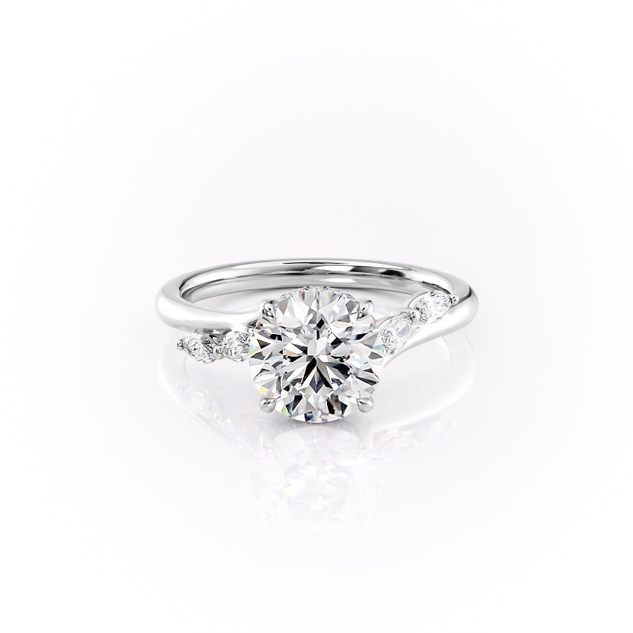 4.0CT Round Lab Grown F/VS1 Hidden Halo Diamond Pave Engagement Ring