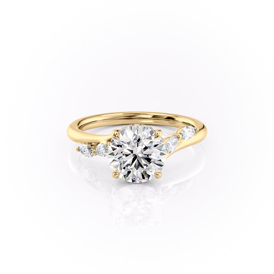 4.0CT Round Lab Grown F/VS1 Hidden Halo Diamond Pave Engagement Ring