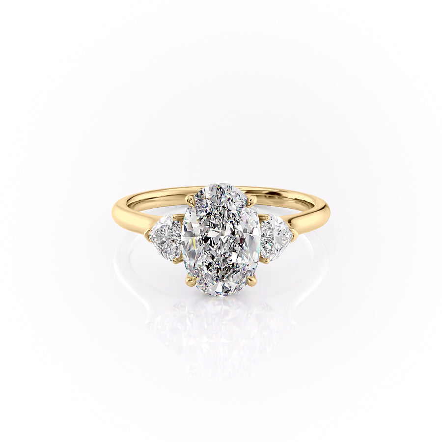 2.50CT Oval Lab Grown E/VS1 Diamond Three Stone Engagement Ring