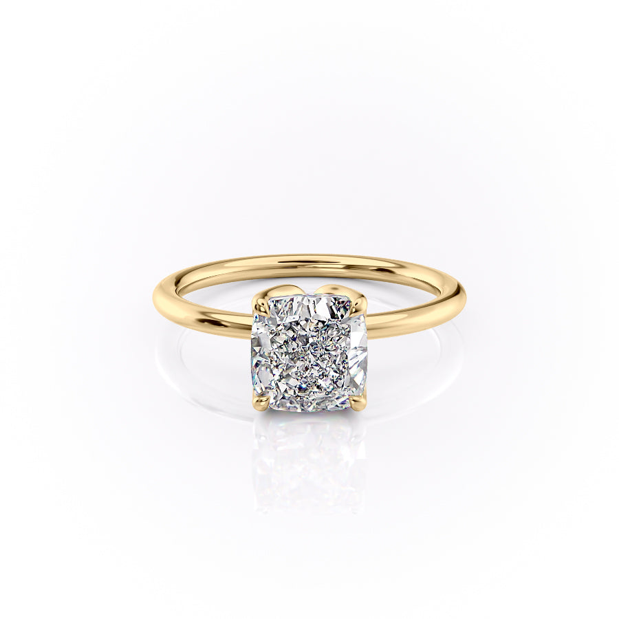3.50CT Cushion Lab Grown E/VVS2 Diamond Tulip Solitaire Engagement Ring