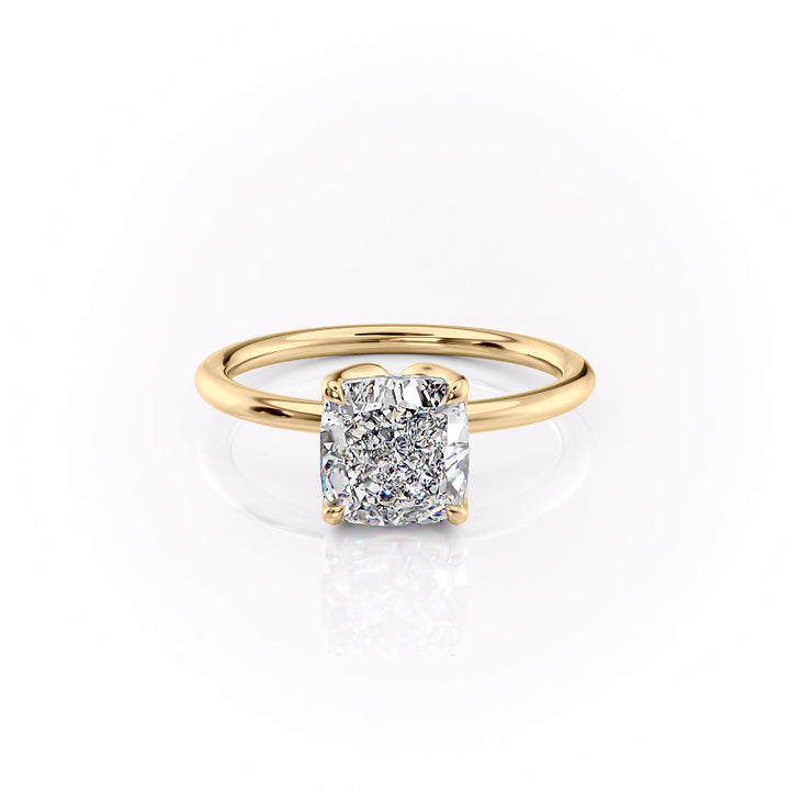 3.50CT Cushion Lab Grown E/VVS2 Diamond Tulip Solitaire Engagement Ring