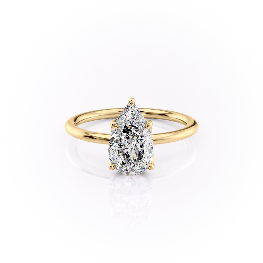 2.50CT Pear Lab Grown E/VVS1 Diamond Tulip Set Engagement Ring