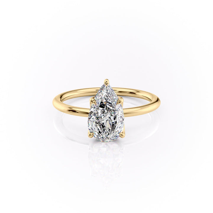 2.50CT Pear Lab Grown E/VVS1 Diamond Tulip Set Engagement Ring