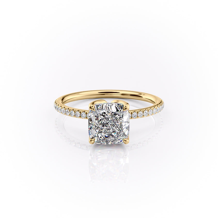 3.50CT Cushion Lab Grown F/VS2 Diamond Tulip Set Engagement Ring