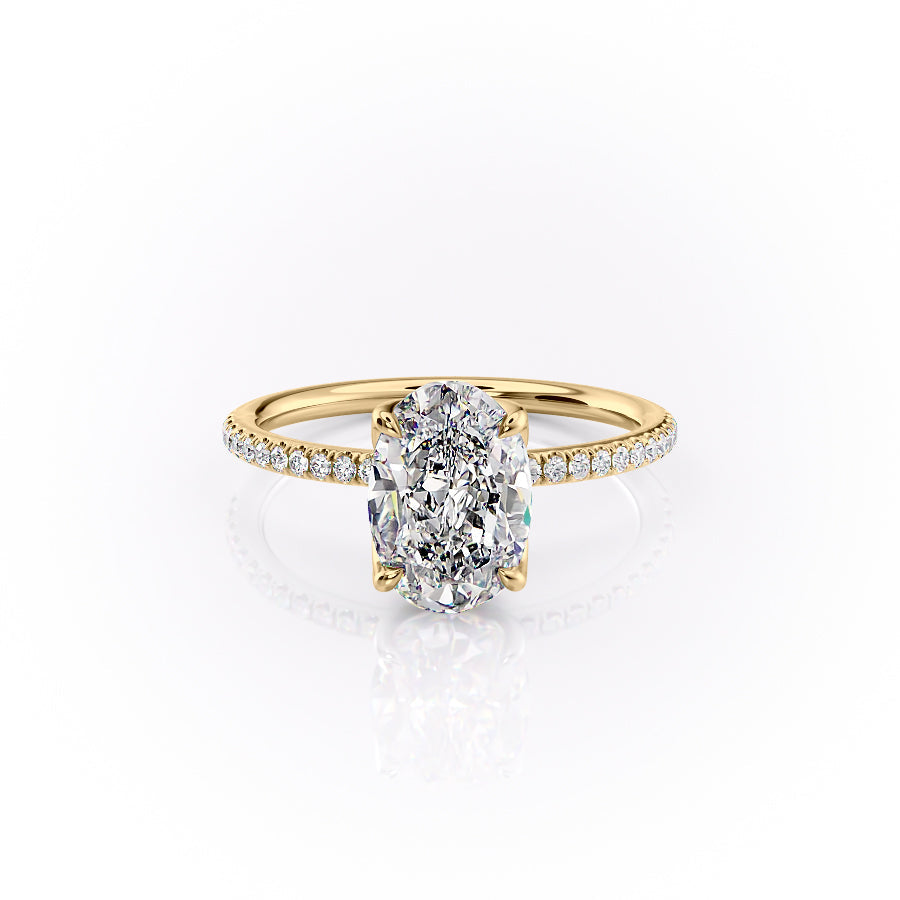 2.50CT Oval Lab Grown F/VVS1 Diamond Tulip Set Engagement Ring