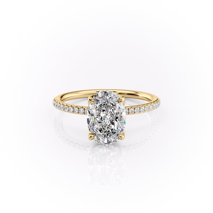 2.50CT Oval Lab Grown F/VVS1 Diamond Tulip Set Engagement Ring