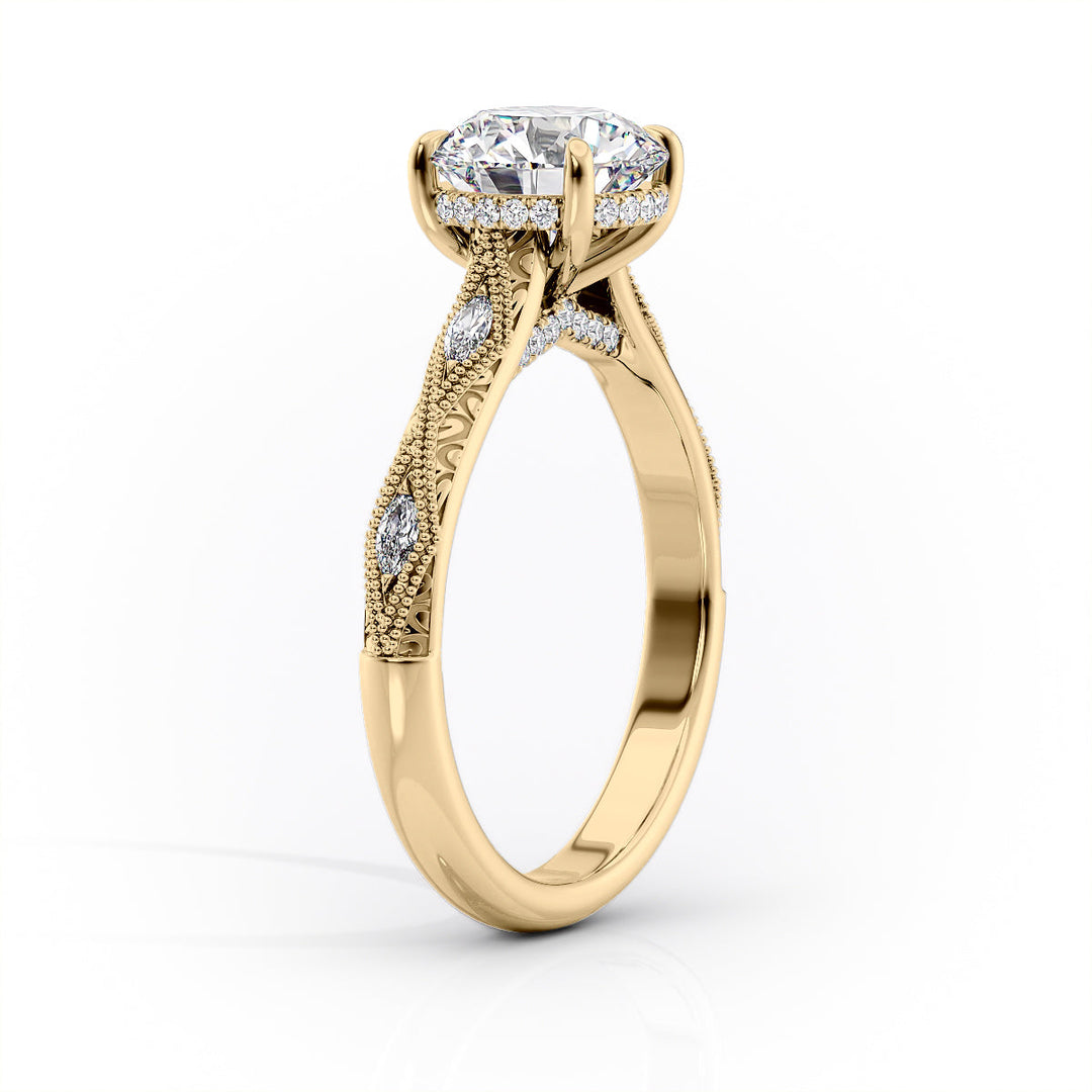 3.0CT Oval Lab Grown E/VVS2 Diamond Vintage Milgrain Pave Engagement Ring