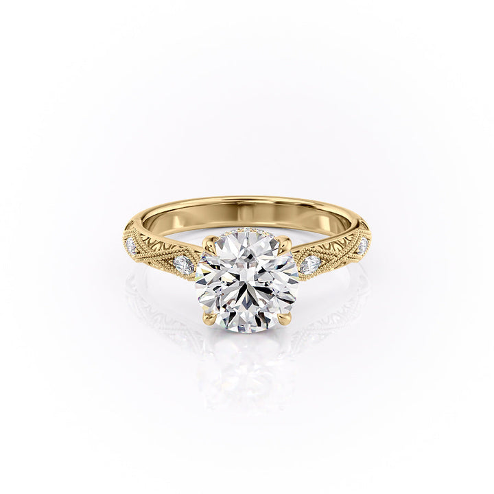 2.50CT Round Lab Grown F/VVS1 Diamond Milgrain Pave Engagement Ring