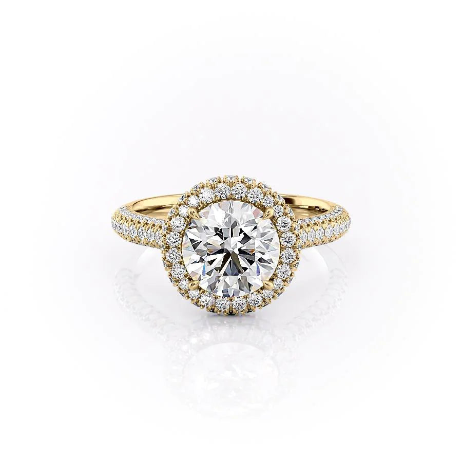 2.50CT Round Lab Grown Halo F/VS2 Diamond Micro Pave Engagement Ring