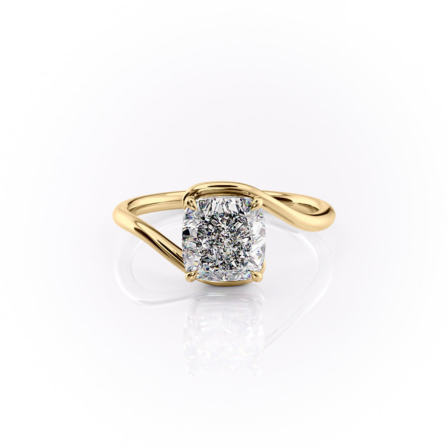 2.50CT Cushion Lab Grown E/VVS1 Diamond Bypass Engagement Ring