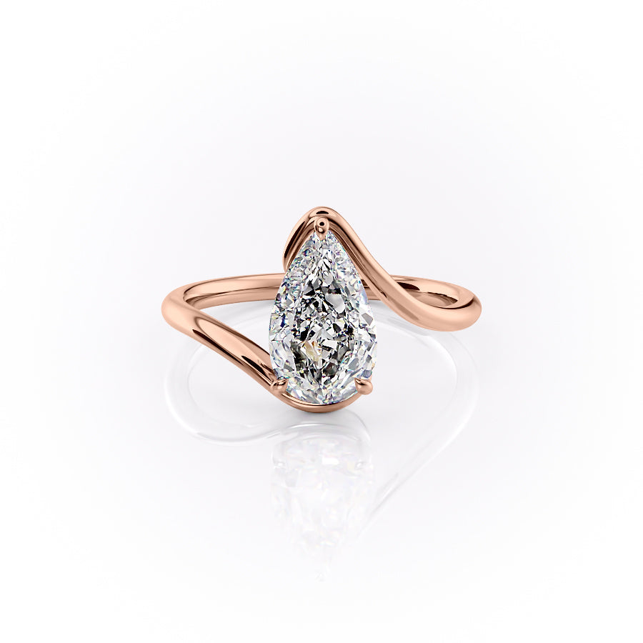 3.50CT Pear Lab Grown E/VS2 Diamond Bypass Engagement Ring