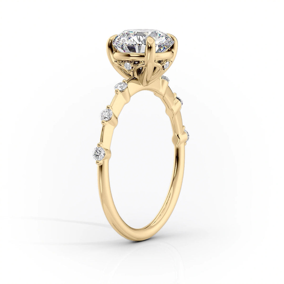 1.50CT Round Lab Grown E/VS1 Diamond Distance Pave Engagement Ring