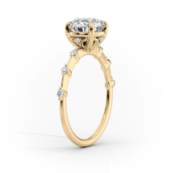 1.50CT Round Lab Grown E/VS1 Diamond Distance Pave Engagement Ring