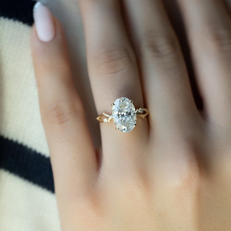 2.0CT Oval Lab Grown F/VVS1 Nature Inspired Diamond Engagement Ring