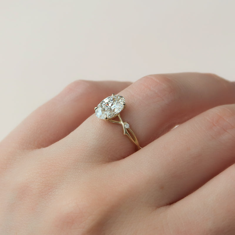 2.0CT Oval Lab Grown F/VVS1 Nature Inspired Diamond Engagement Ring