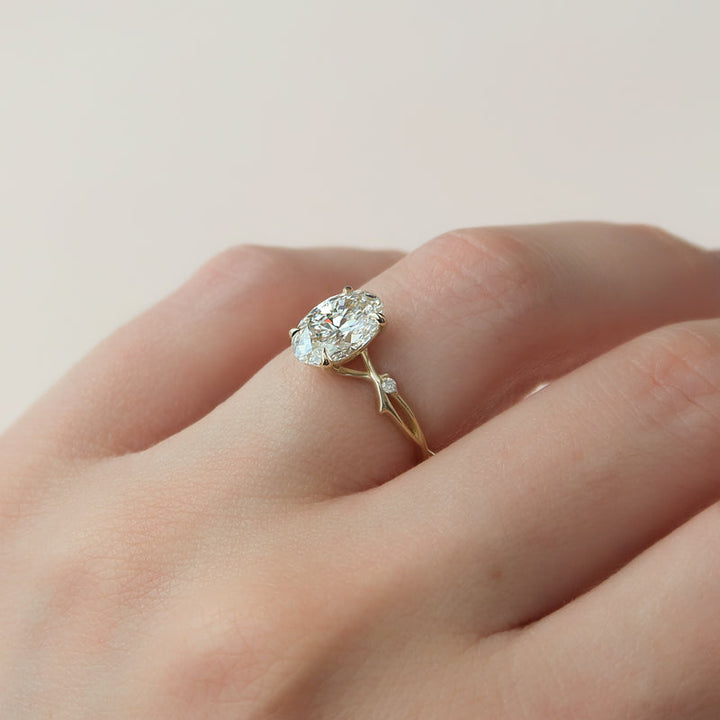 2.0CT Oval Lab Grown F/VVS1 Nature Inspired Diamond Engagement Ring