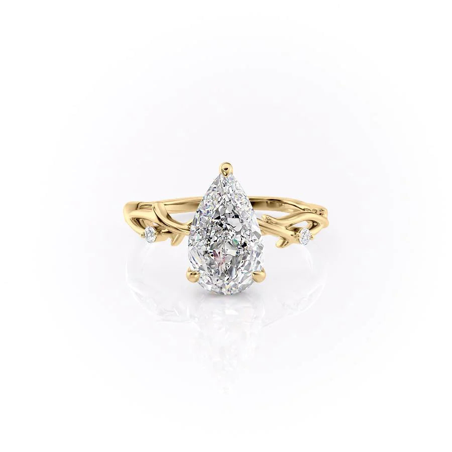 3.0CT Pear Lab Grown E/VVS2 Diamond Twig Engagement Ring