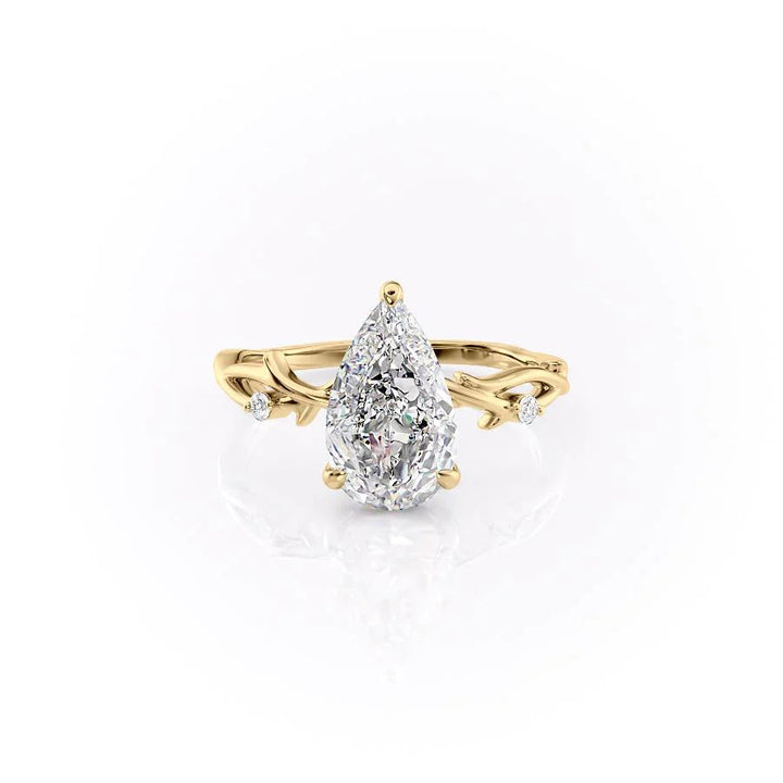 3.0CT Pear Lab Grown E/VVS2 Diamond Twig Engagement Ring