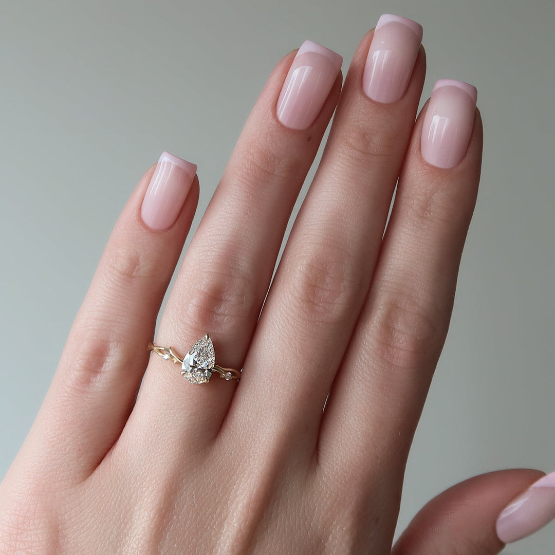 2.50CT Pear Lab Grown F/VVS1 Twig Diamond Engagement Ring for Women