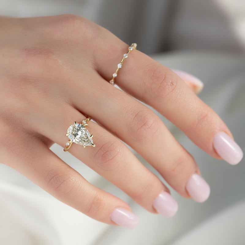 2.50CT Pear Lab Grown F/VVS1 Twig Diamond Engagement Ring for Women