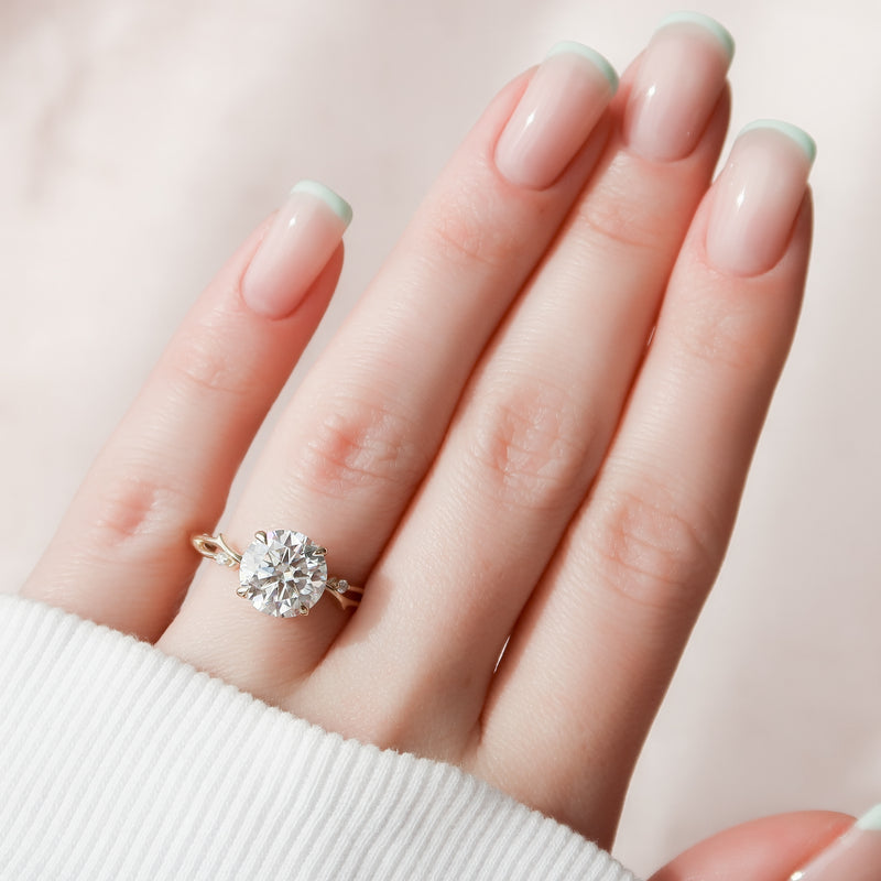 2.0CT Round Lab Grown Diamond F/VVS2 Twig Engagement Ring