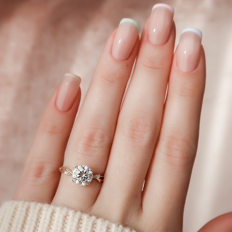 2.0CT Round Lab Grown Diamond F/VVS2 Twig Engagement Ring
