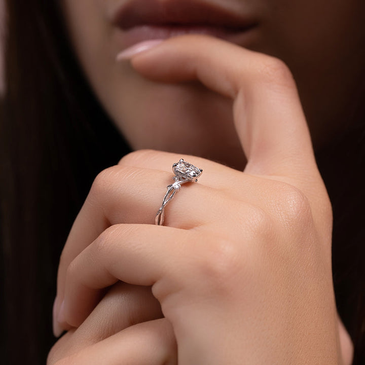 3.0CT Cushion Lab Grown F/VVS2 Diamond Twig Engagement Ring