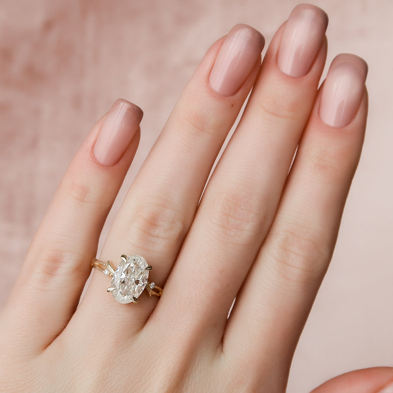 3.0CT Oval Lab Grown F/VS2 Diamond Twig Engagement Ring