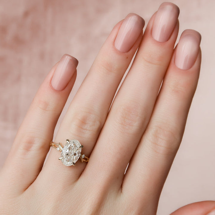 3.0CT Oval Lab Grown F/VS2 Diamond Twig Engagement Ring