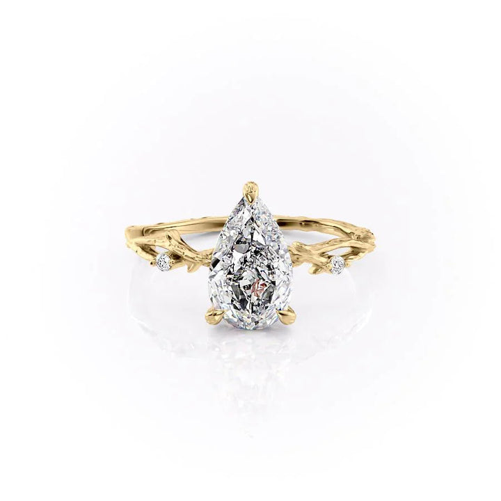 3.50CT Pear Lab Grown E/VS2 Nature Inspired Diamond Twig Engagement Ring