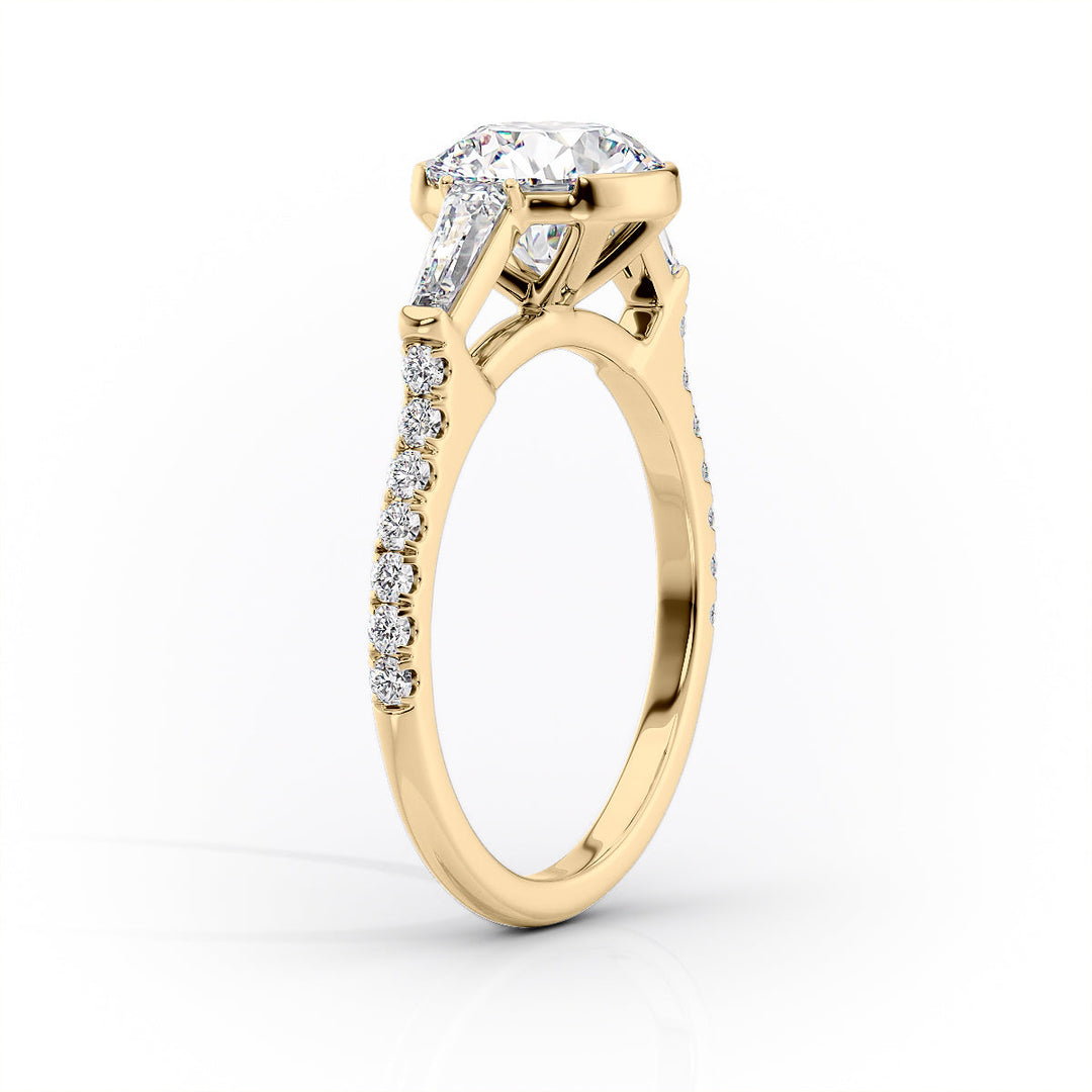 2.50CT Pear Lab Grown E/VS1 Diamond Three Stone Pave Engagement Ring