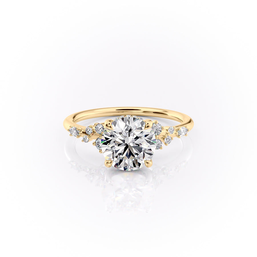 2.0CT Round Lab Grown E/VS2 Cluster Pave Diamond Engagement Ring