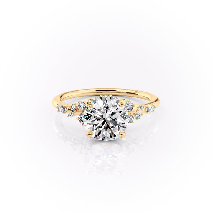2.0CT Round Lab Grown E/VS2 Cluster Pave Diamond Engagement Ring
