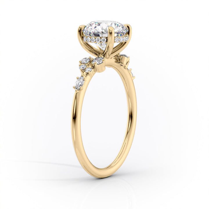 2.0CT Round Lab Grown E/VS2 Cluster Pave Diamond Engagement Ring