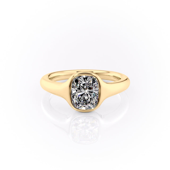 2.0CT Cushion Lab Grown E/VS2 Diamond Bezel Signet Engagement Ring